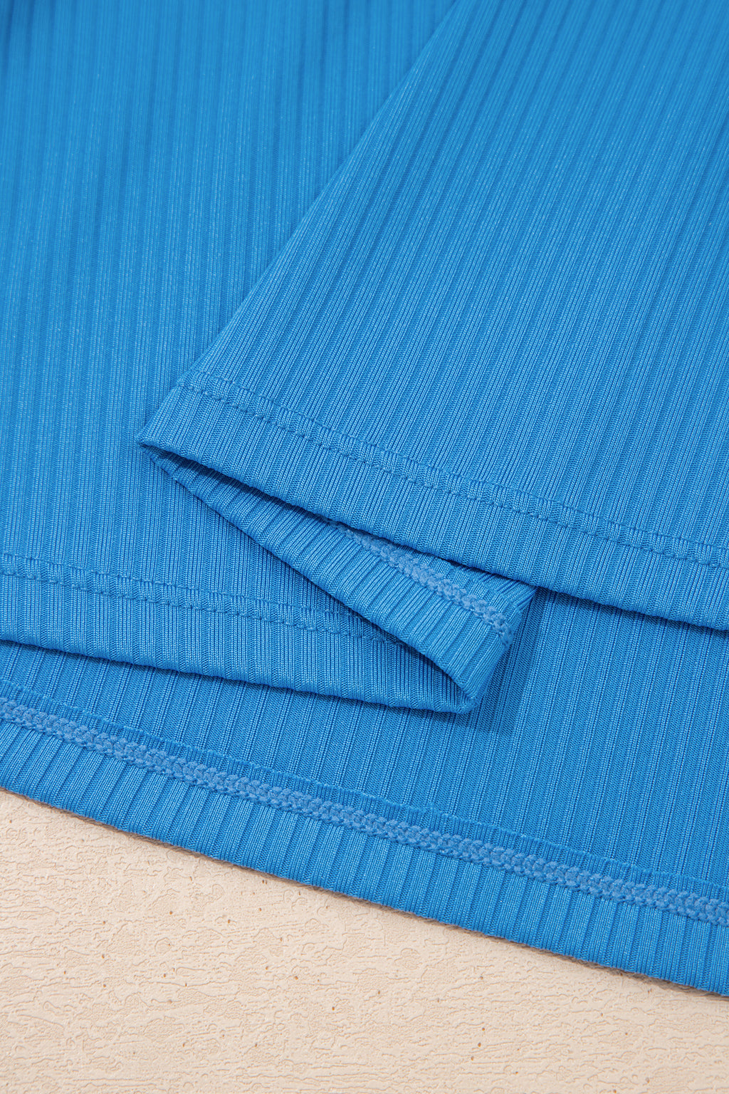 Navy Blue Color Block Edge Ribbed Pocketed Lined Swim Dress