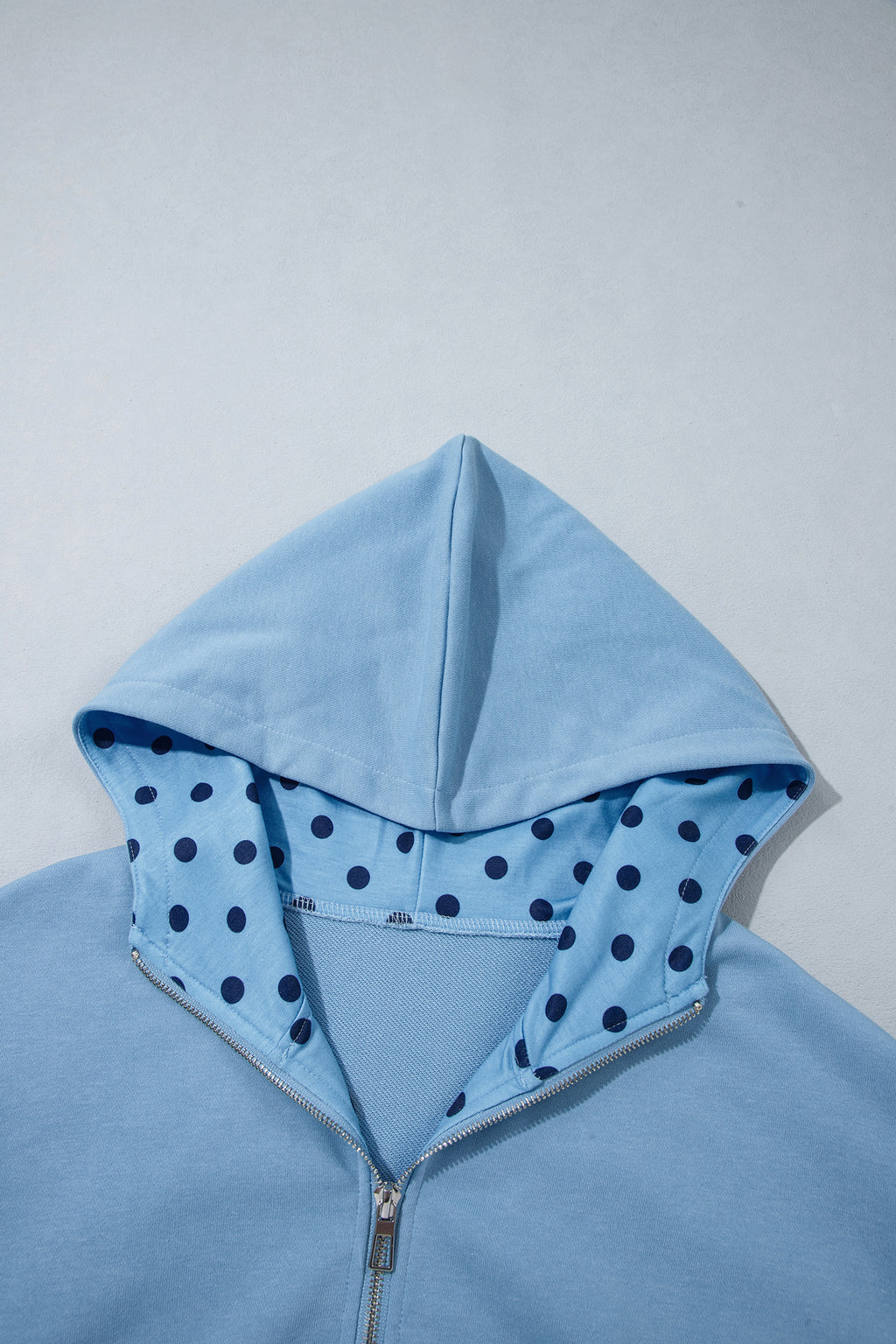 Parchment Polka Dot Hooded Zip-Up Sweatshirt