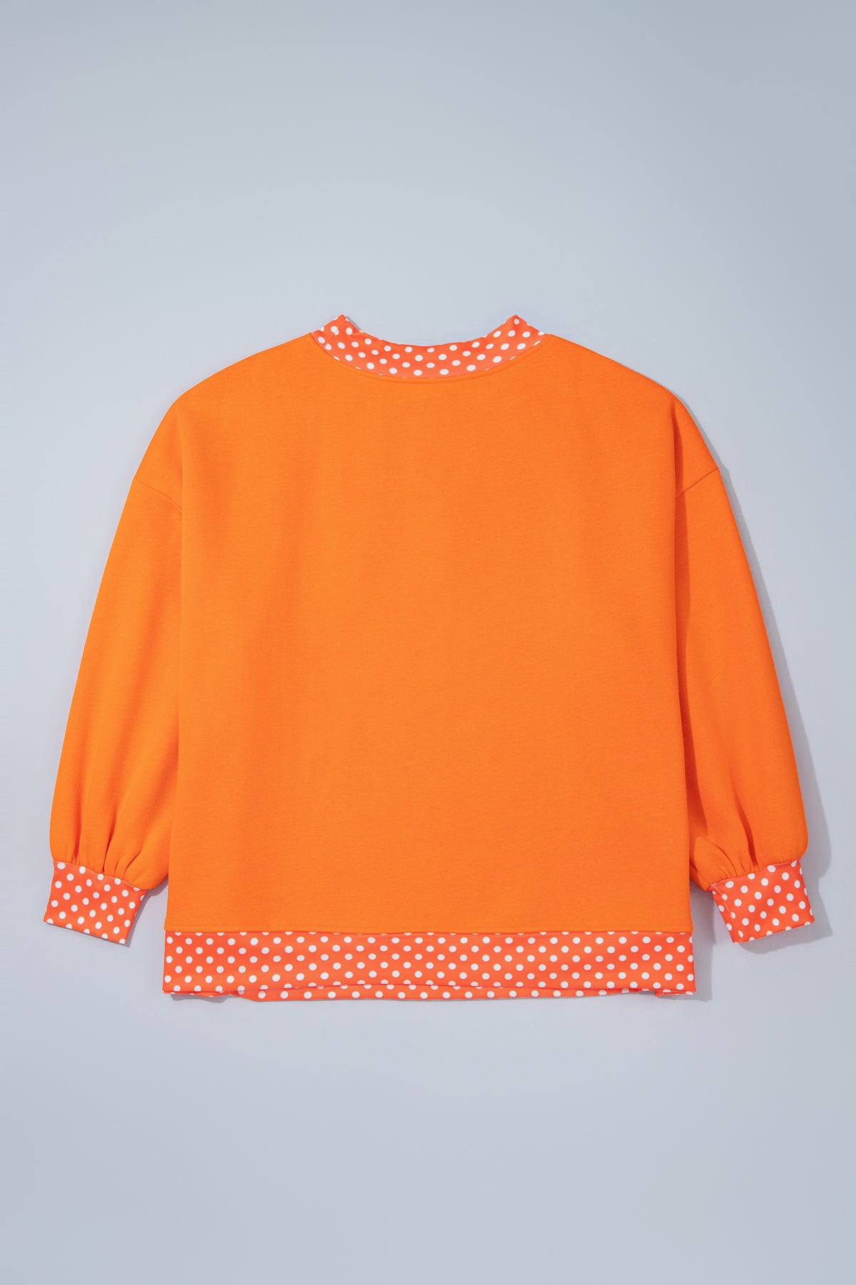 Grapefruit Orange Casual Polka Dot Patchwork Letter Graphic Plus Size Sweatshirt