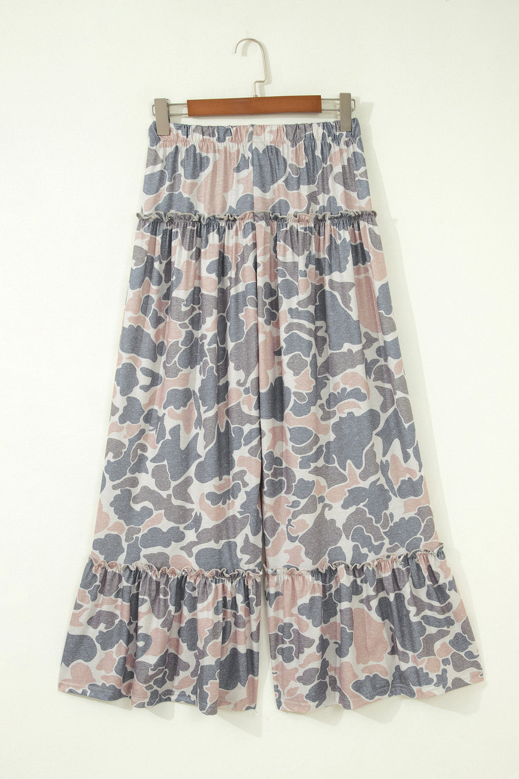 Brown Camo Print Wide Leg Casual Pants