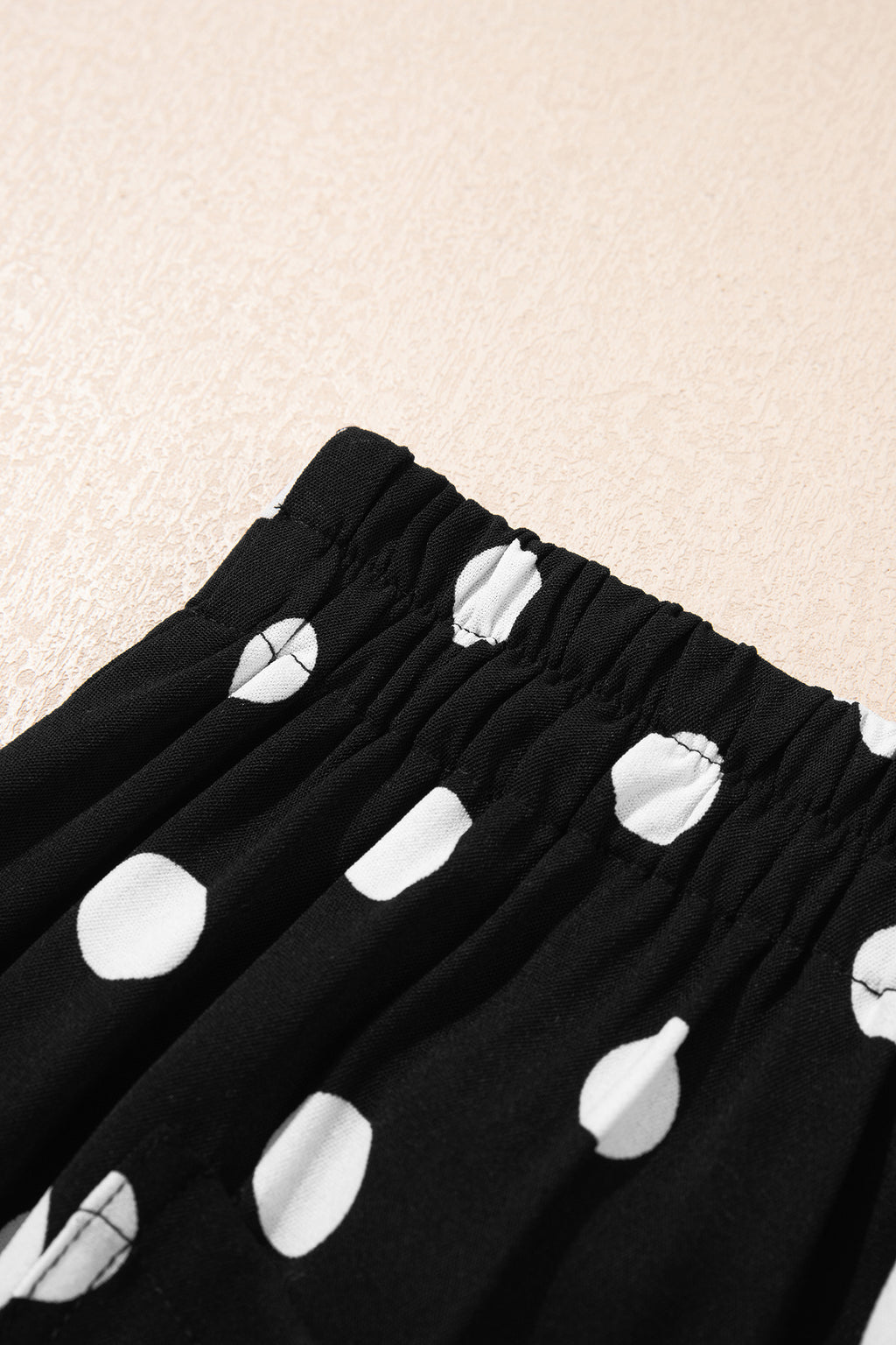 White Polka Dot Print Patched Pocket Mid-rise Straight Leg Pants
