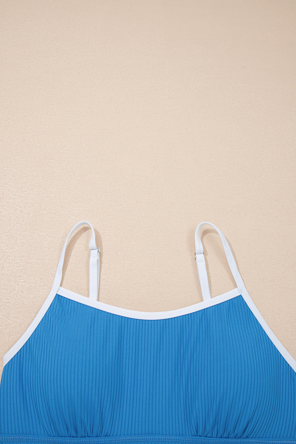 Navy Blue Color Block Edge Ribbed Pocketed Lined Swim Dress