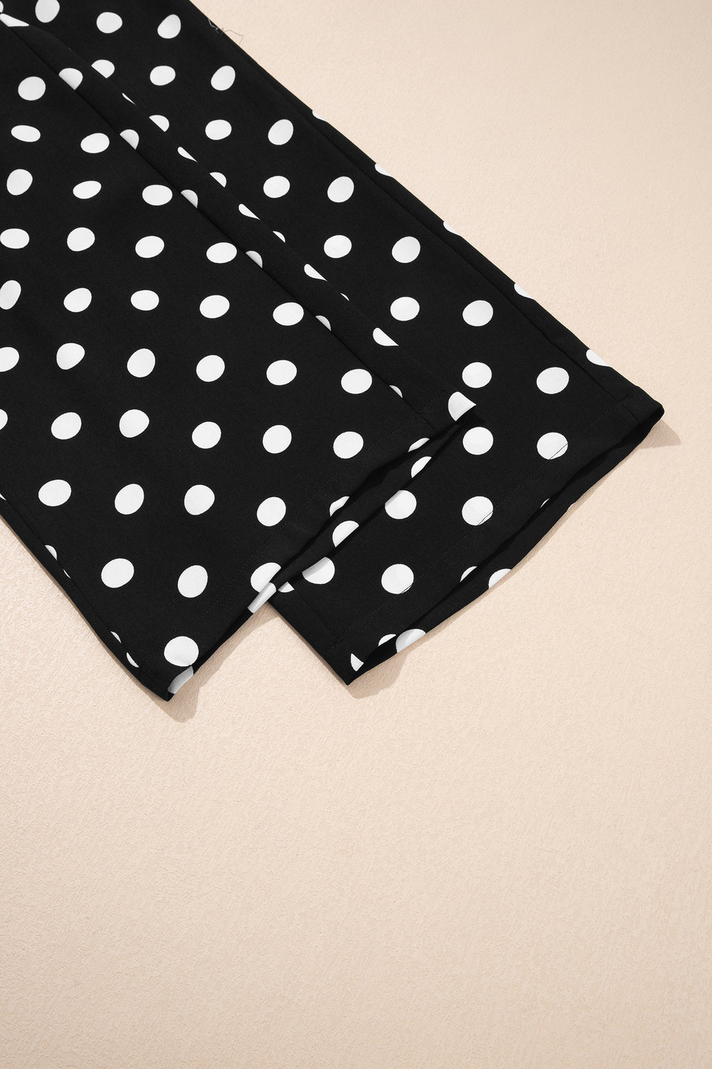 White Polka Dot Print Patched Pocket Mid-rise Straight Leg Pants