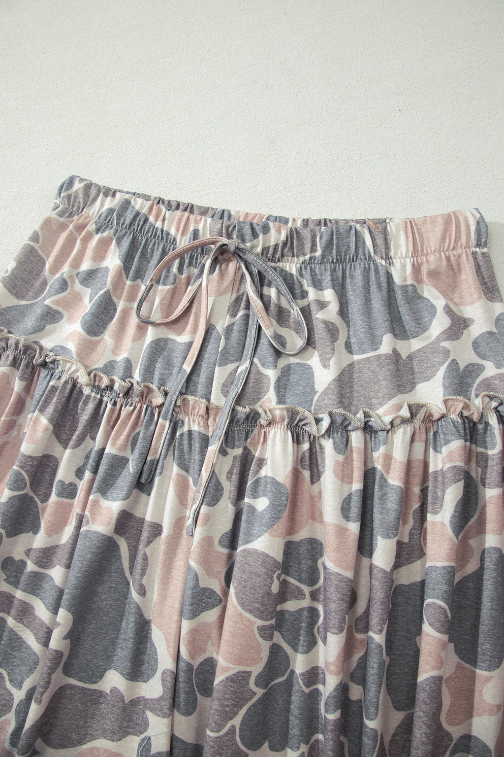 Brown Camo Print Wide Leg Casual Pants