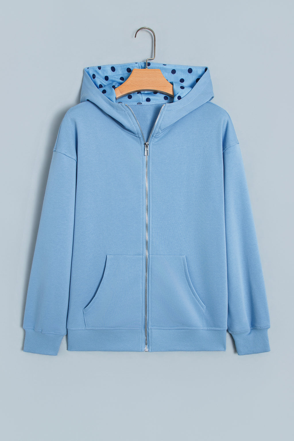Parchment Polka Dot Hooded Zip-Up Sweatshirt
