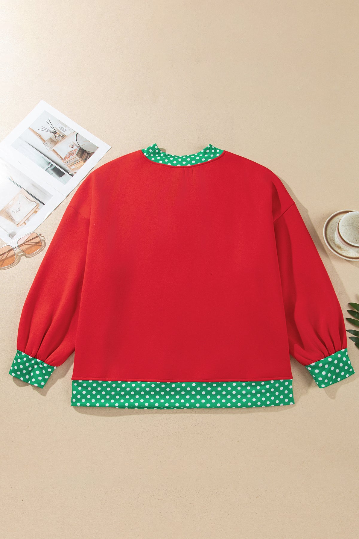 Grapefruit Orange Casual Polka Dot Patchwork Letter Graphic Plus Size Sweatshirt